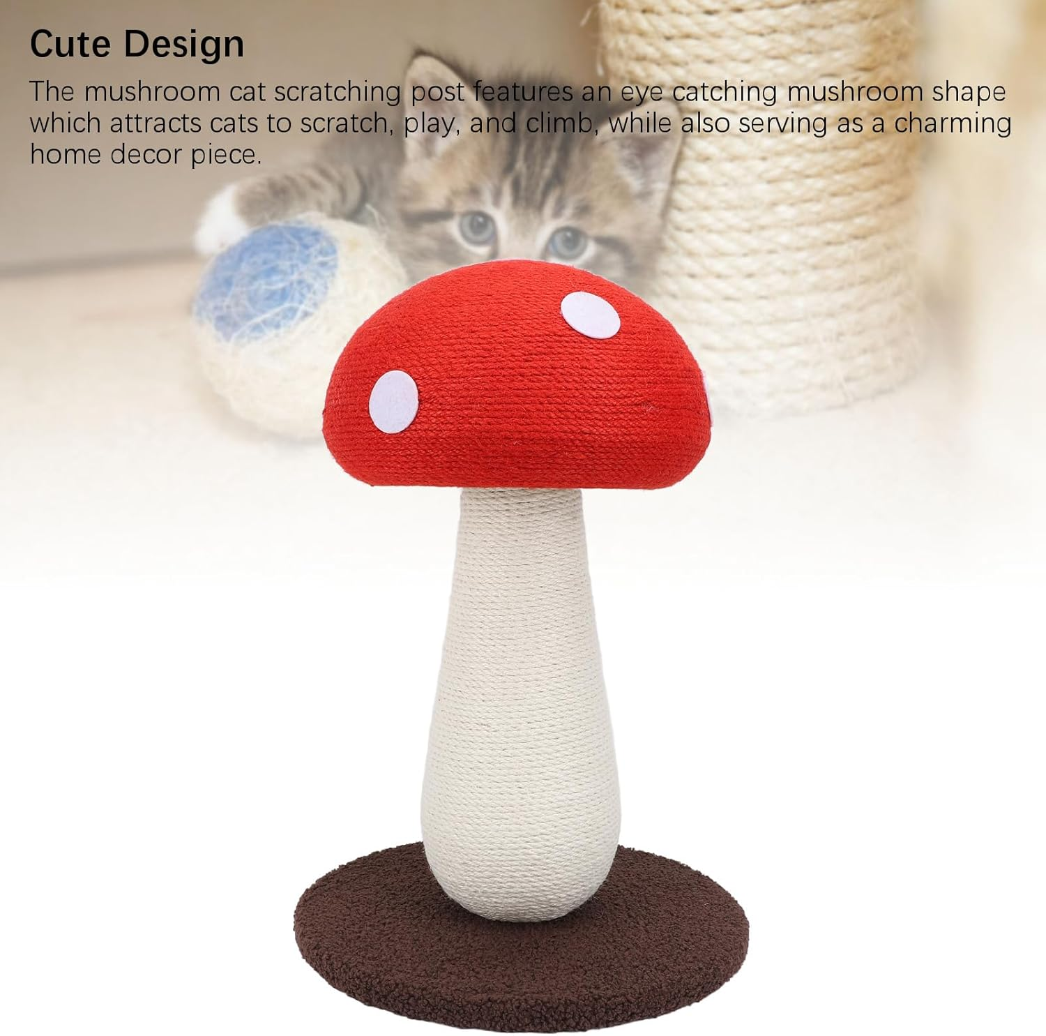 Mushroom Cat Scratcher, Easy to Assemble Cute Cat Scratcher Space Saving Scratch Resistant for Kitten image number 4