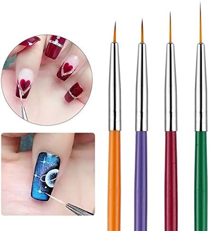 Colorful Nail Art Brushes Painting Drawing Detailing Flower Pen Manicure Decoration Tools Kit 7/9/11/15Mm Zhengpingpai image number 5