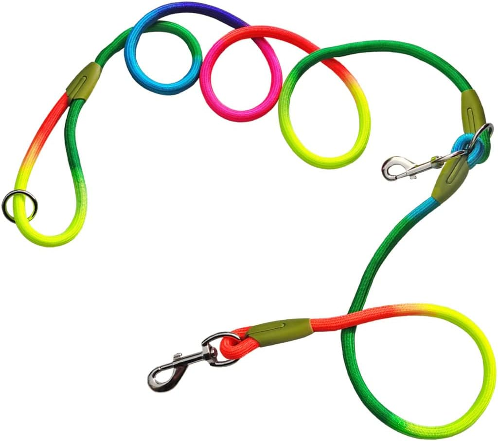 SOGA 220Cm Multifunction Hands-Free Rope Pet Cat Dog Puppy Double Ended Leash for Walking Training Tracking Obedience Rainbow image number 4