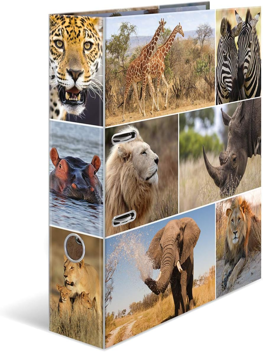 HERMA 7164 Folder A4 Animals Horses, 7 Cm Wide, Cardboard Folder with Inner Print for School and Office, Sturdy Children'S Ring Binder Made of Cardboard for Boys and Girls