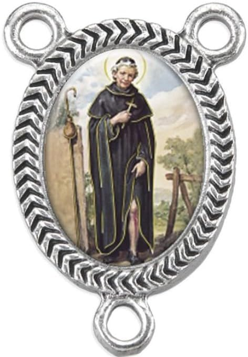 Westmon Works St Peregrine Rosary Centerpiece Set Italian Metal Center Medal with Saint Prayer Holy Card image number 3