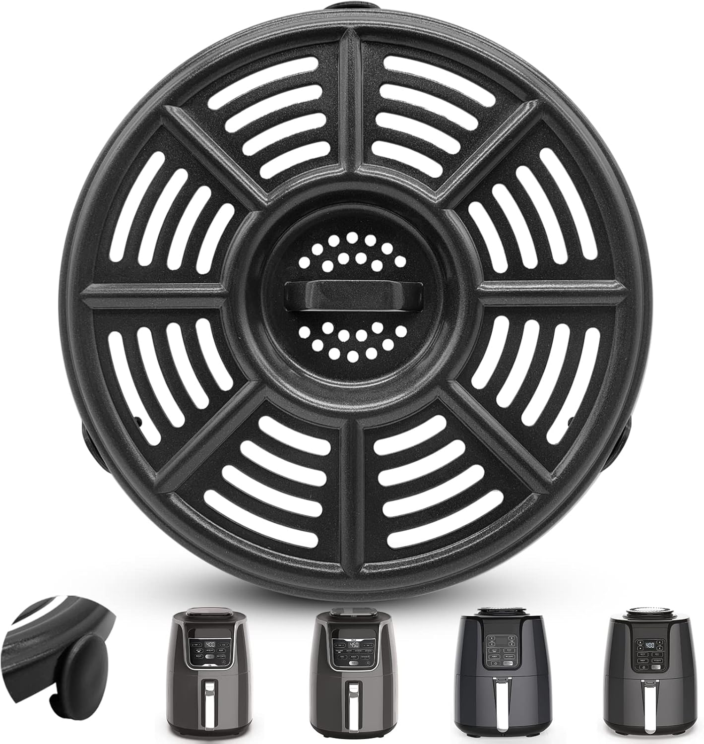 Air Fryer Accessories for Ninja AF101 AF161 AF150 Air Fryer, 8.2'' round Food Grade Air Fryer Grill Pan Grill Plate Crisper Plate Replacement Parts Tray Rack Compatible Ninja Foodie Pressure Cooker image number 4