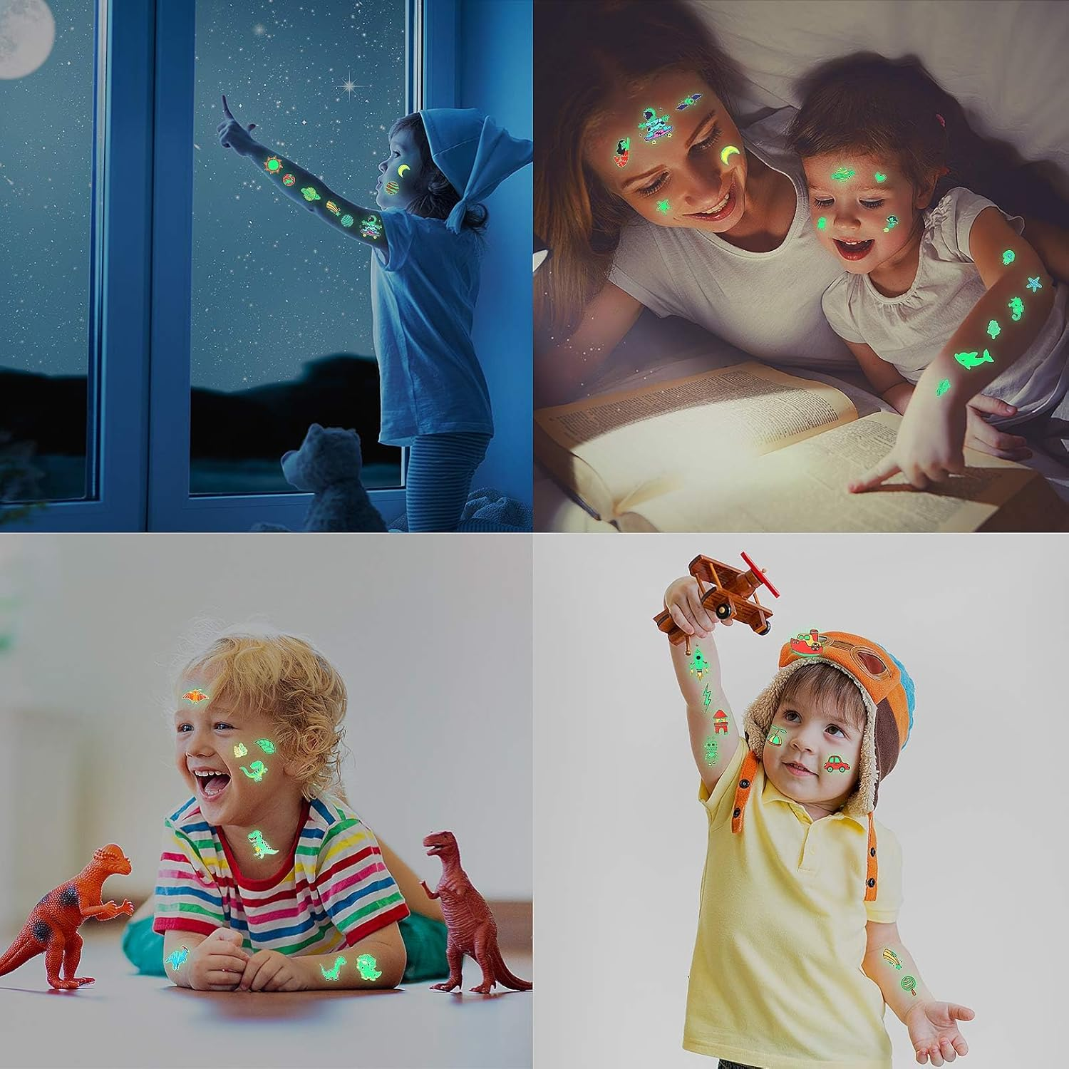 FLAFARY Crystals Face Gems Glitter Jewels, 400 PCS Glow in the Dark Temporary Tattoos for Kids Eyes Body Paint Stickers, Halloween Carnival Festival Party - 400 Pcs image number 6