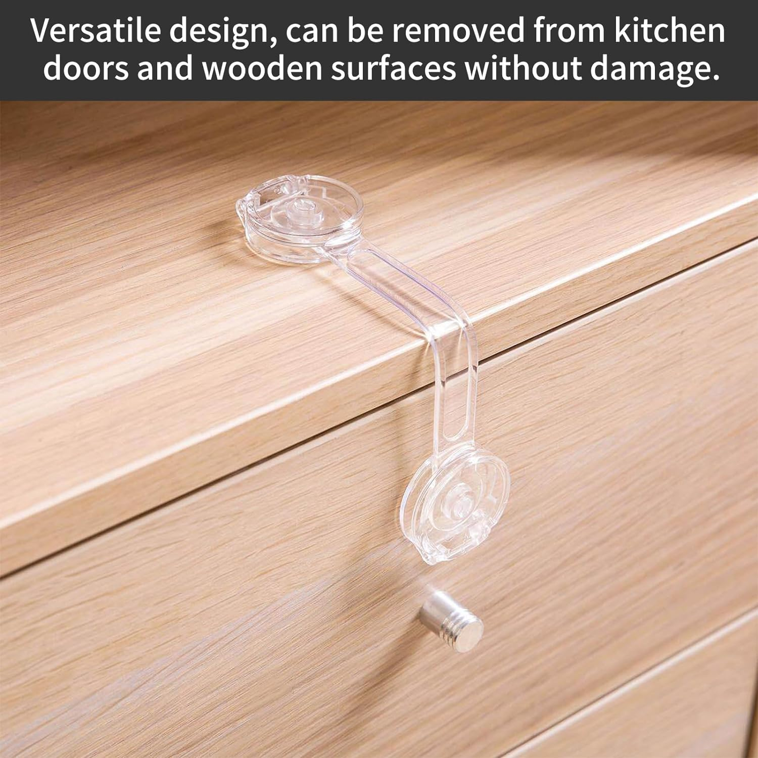 4PCS Clear Child Safety Guards & Locks, Ajustable Baby Proofing Cabinet and Drawer Locks,Safe Quick and Easy Child Safety Locks Clear for Cabinets and Drawers-Purpose for Cabinet,Drawers,Freezer,Oven image number 3