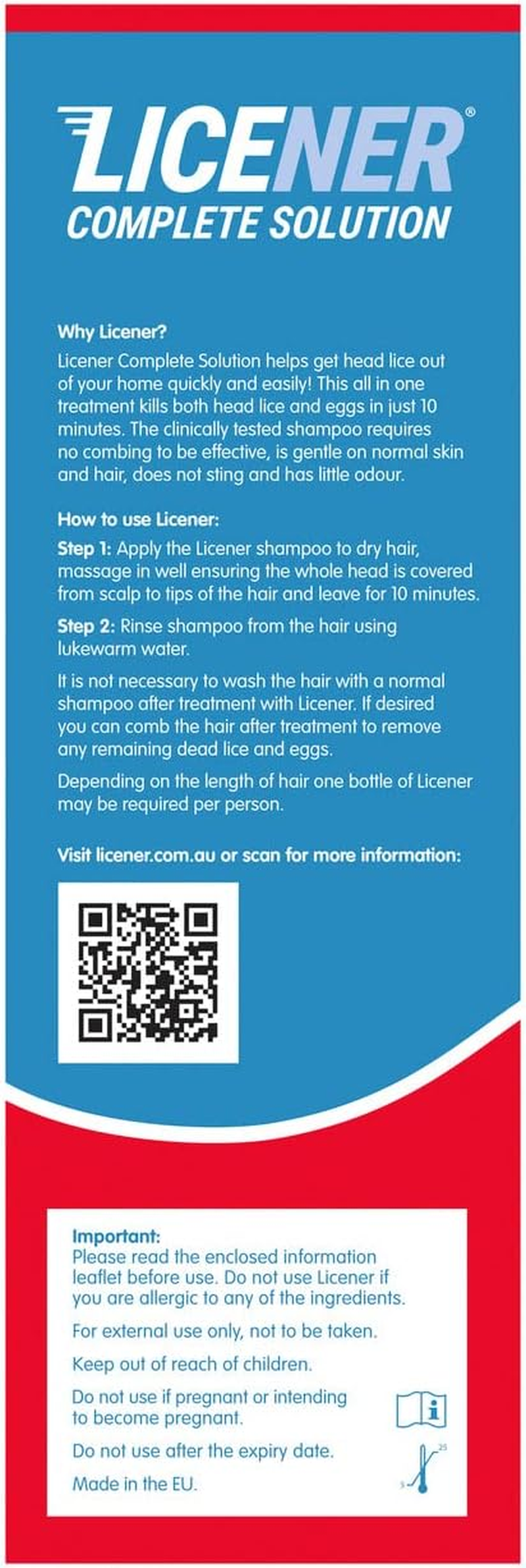 Licener Complete Solution All-In-One Head Lice Single Treatment Shampoo 100 Ml image number 1
