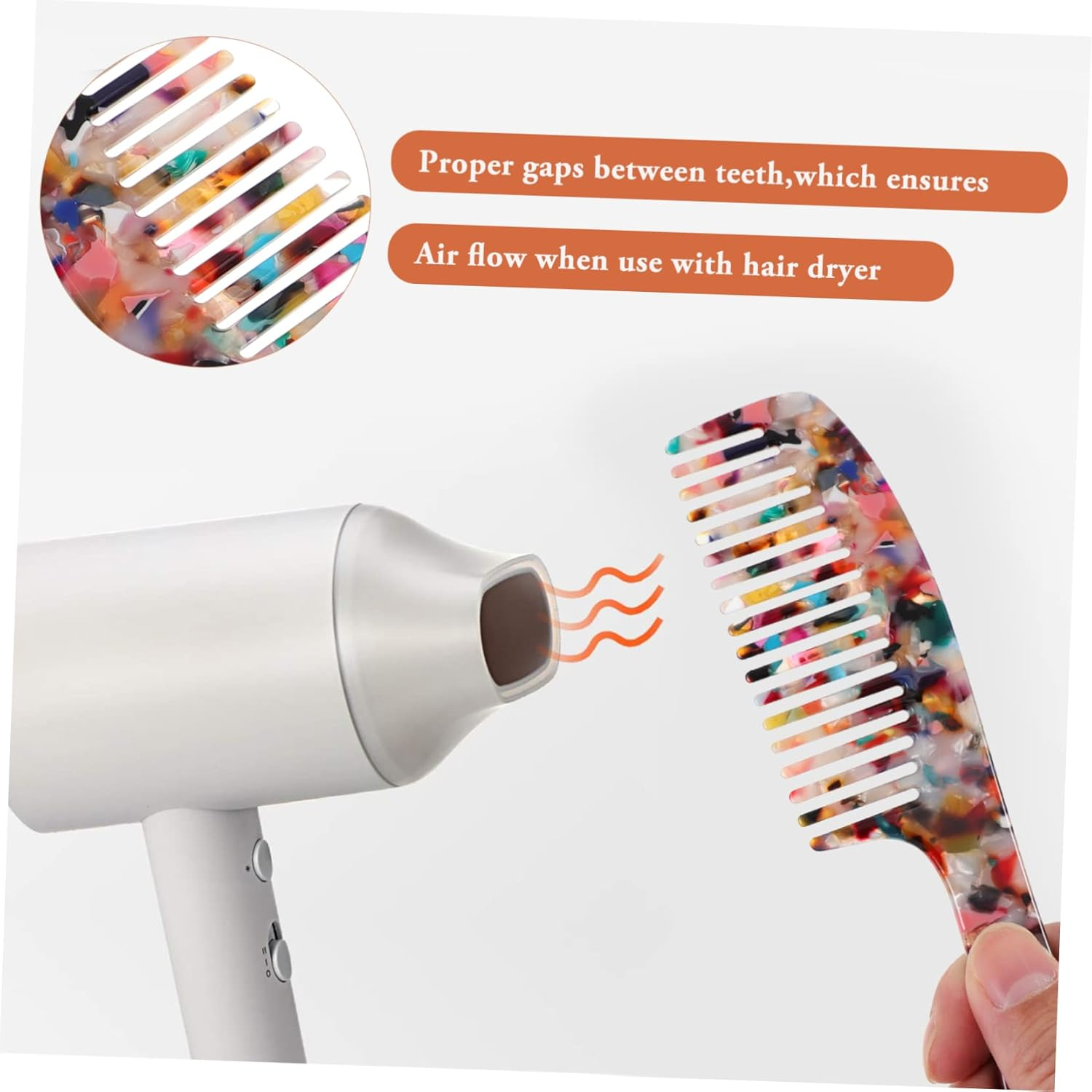 MERRYHAPY Wide Tooth Hair Combs Hairbrushes Fine Teeth Portable Hair Comb for Cutting Styling and Dyeing No-Scratch Scalp Curly image number 2