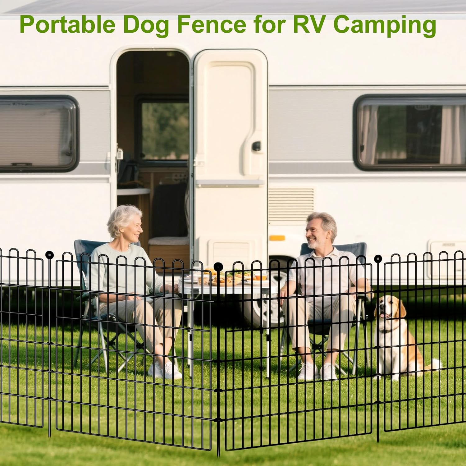 10 Panels Tall No Dig Decorative Garden Fence for Yard, Animal Barrier Fencing for Outdoor Dog, Metal Portable Garden Fences for Borders, Pets, Landscape (K15- Black, 10 Panels - 7.4M(L) X 81Cm(H)) image number 1