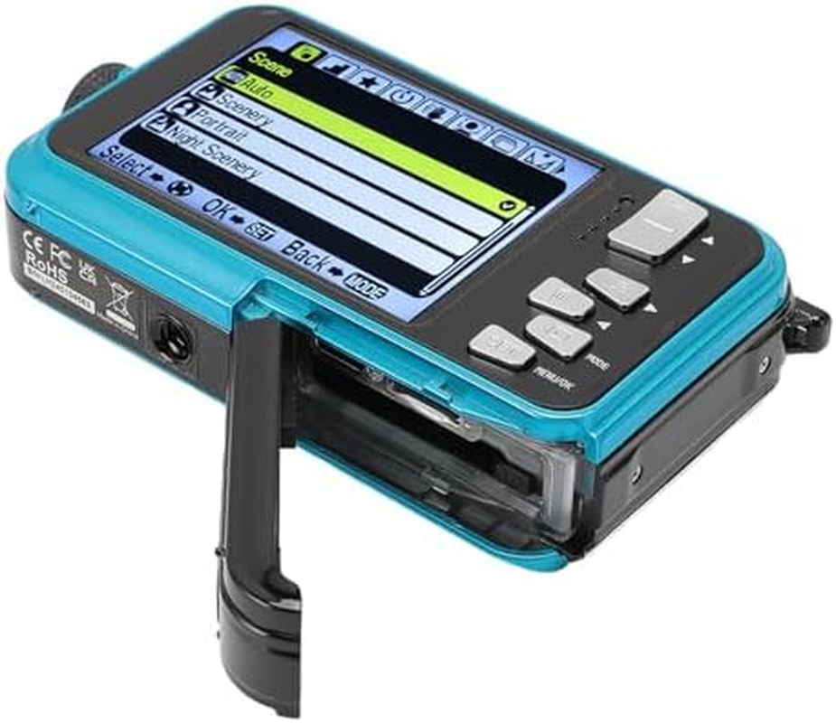 4K 56MP Underwater Camera, 10FT Waterproof Camera Dual-Screen Selfie Camera with 64GB TF Card, Auto Focus, 16X Digital Zoom, for Snorkeling (Blue) - Yellow image number 5