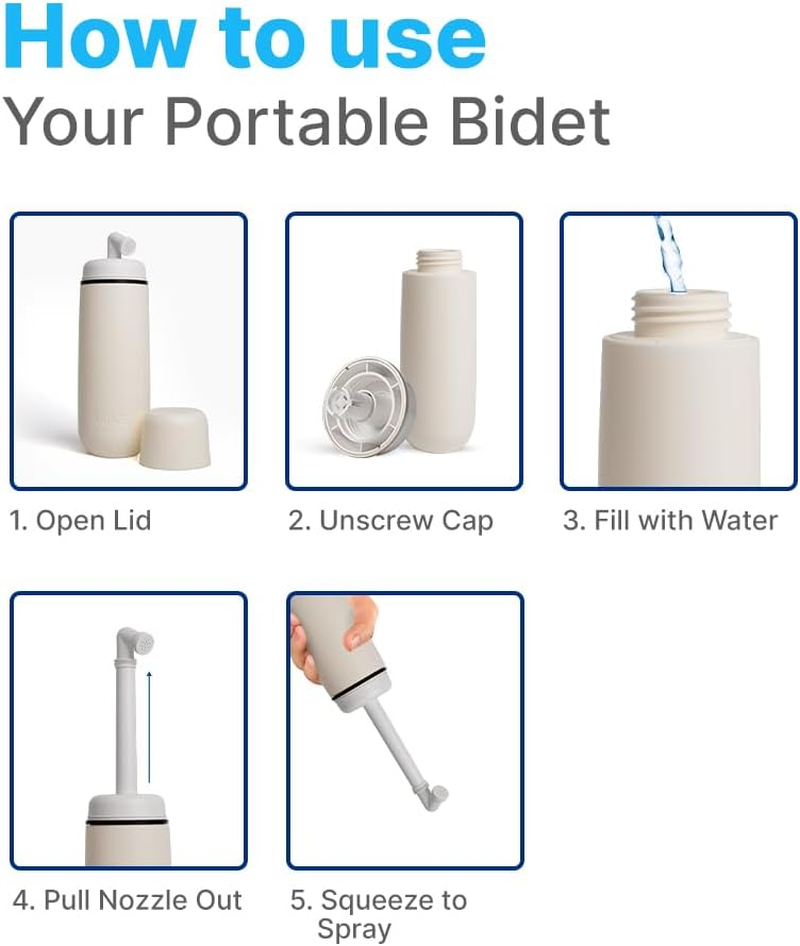 ABDEEZ Portable Bidet &ndash; Travel Bidet for Toilet & Postpartum Care | 12.84Oz (380Ml) Leakproof Peri Bottle | Handheld Bidet Spray for Hygiene, Camping & On-The-Go Use | Collapsible & Expandable Design image number 2