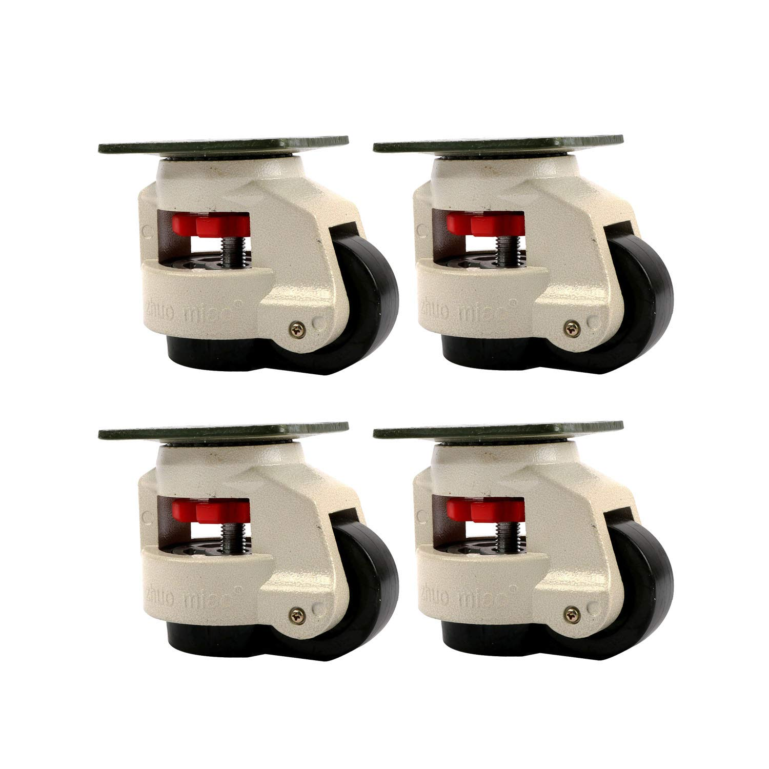 Lehom Leveling Casters Wheels 4 Pack Industrial Machine Swivel Caster Wheels 80F Heavy Duty Plate Mounted Leveling Machine Retractable Workbench Nylon Wheel Rubber Foot image number 3