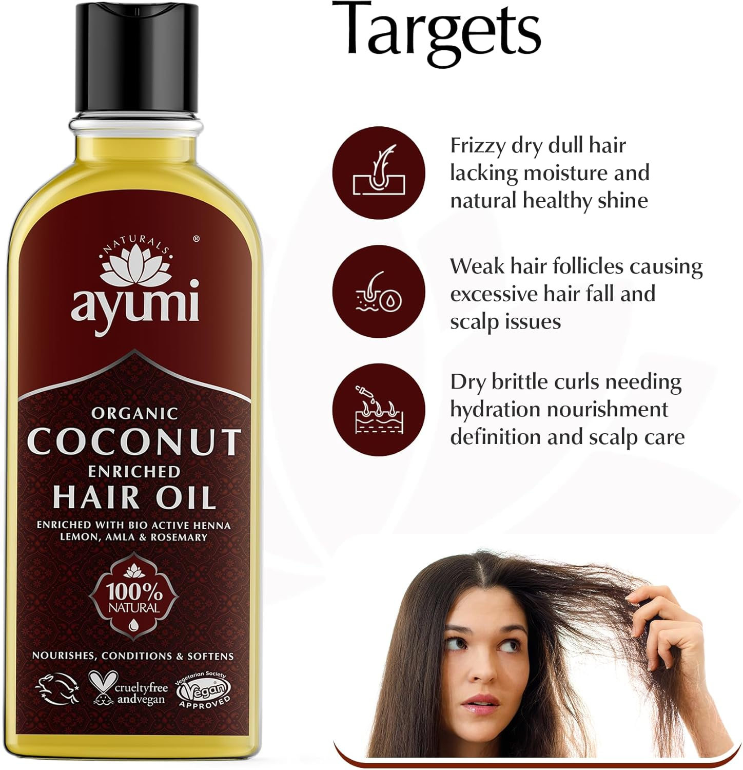 Ayumi Organic Coconut Enriched Hair Oil 1 X 150Ml image number 2