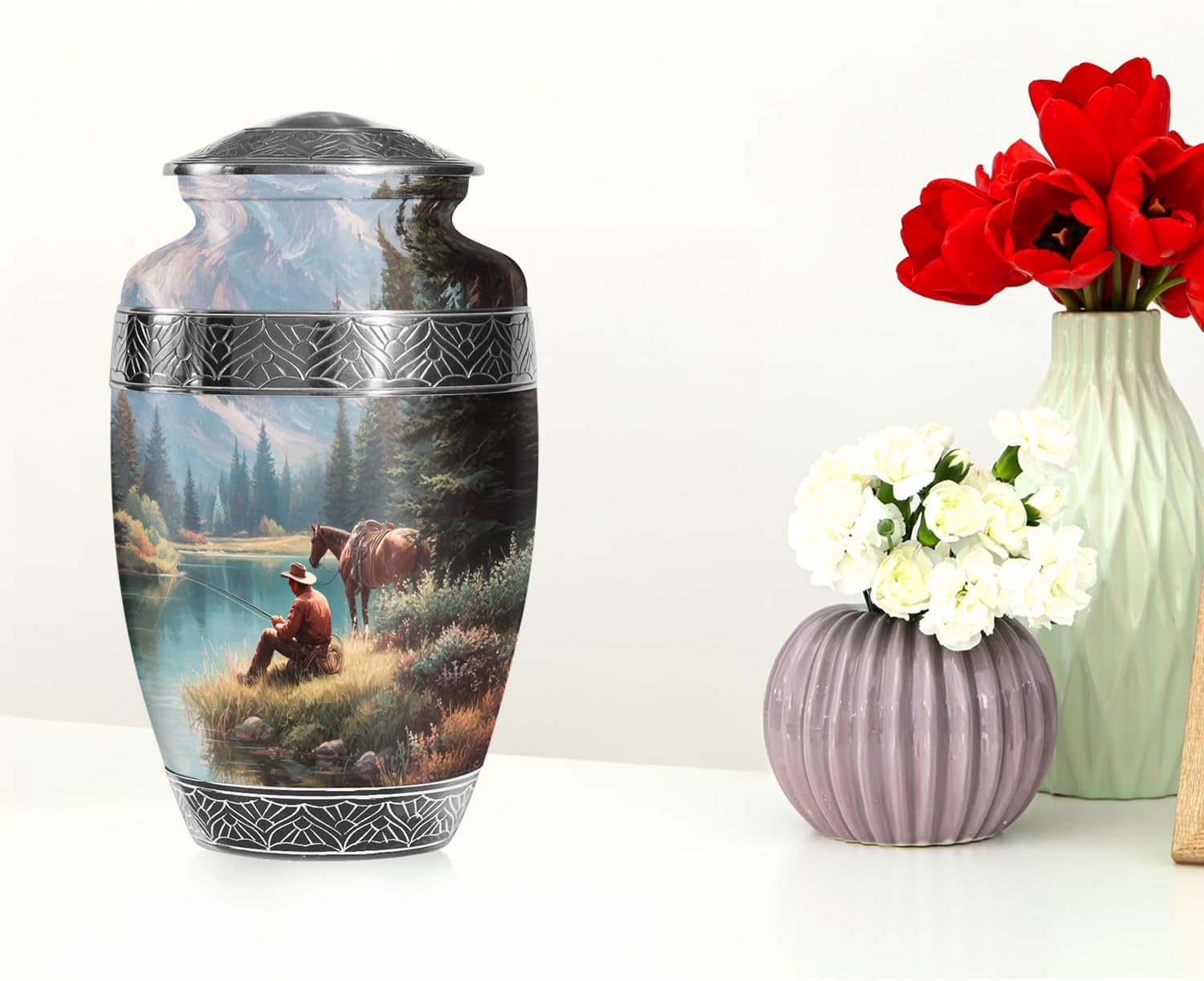 Cowboys Urns for Human Ashes Adult Female and Male, Decorative Cremation Urns for Human Ashes, (Classic Large, 10 Inch) image number 1