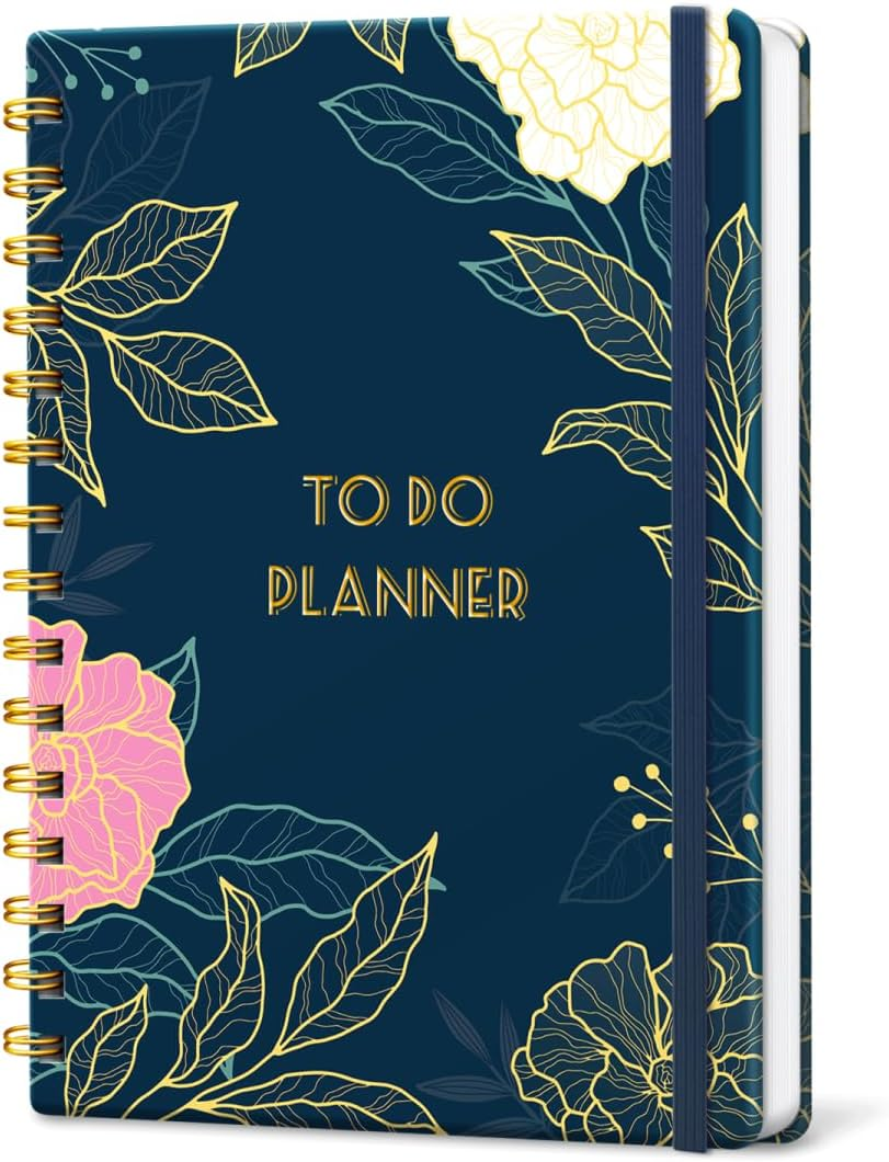 Daily Planner Undated to Boost Productivity, Undated to Do List Notebook, Spiral Appointment Book, Habit Tracker Journal, Goal Planner and Tracker to Hit Your Daily Goals(Purple Marble)