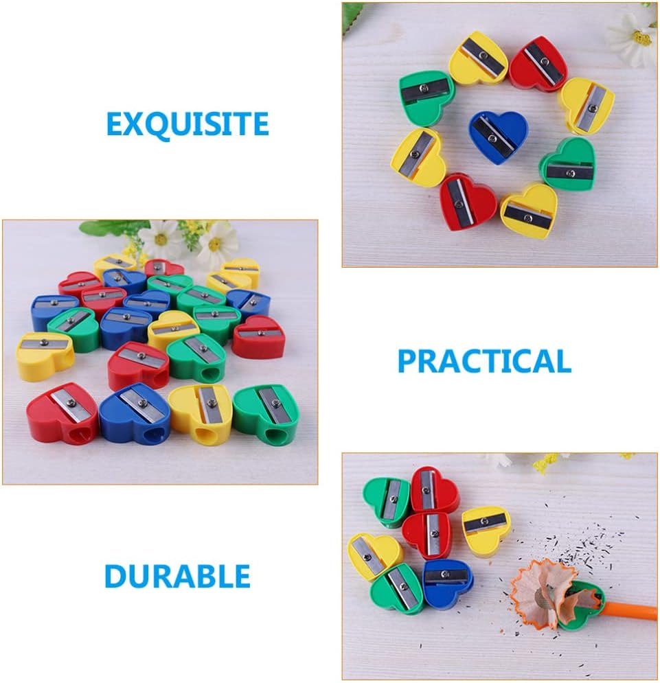 Operitacx 40Pcs Heart Shape Pencil Sharpeners for Boy Girl Cute Manual School Supplies Colors Lightweight and Portable for Classroom and Home Use image number 3