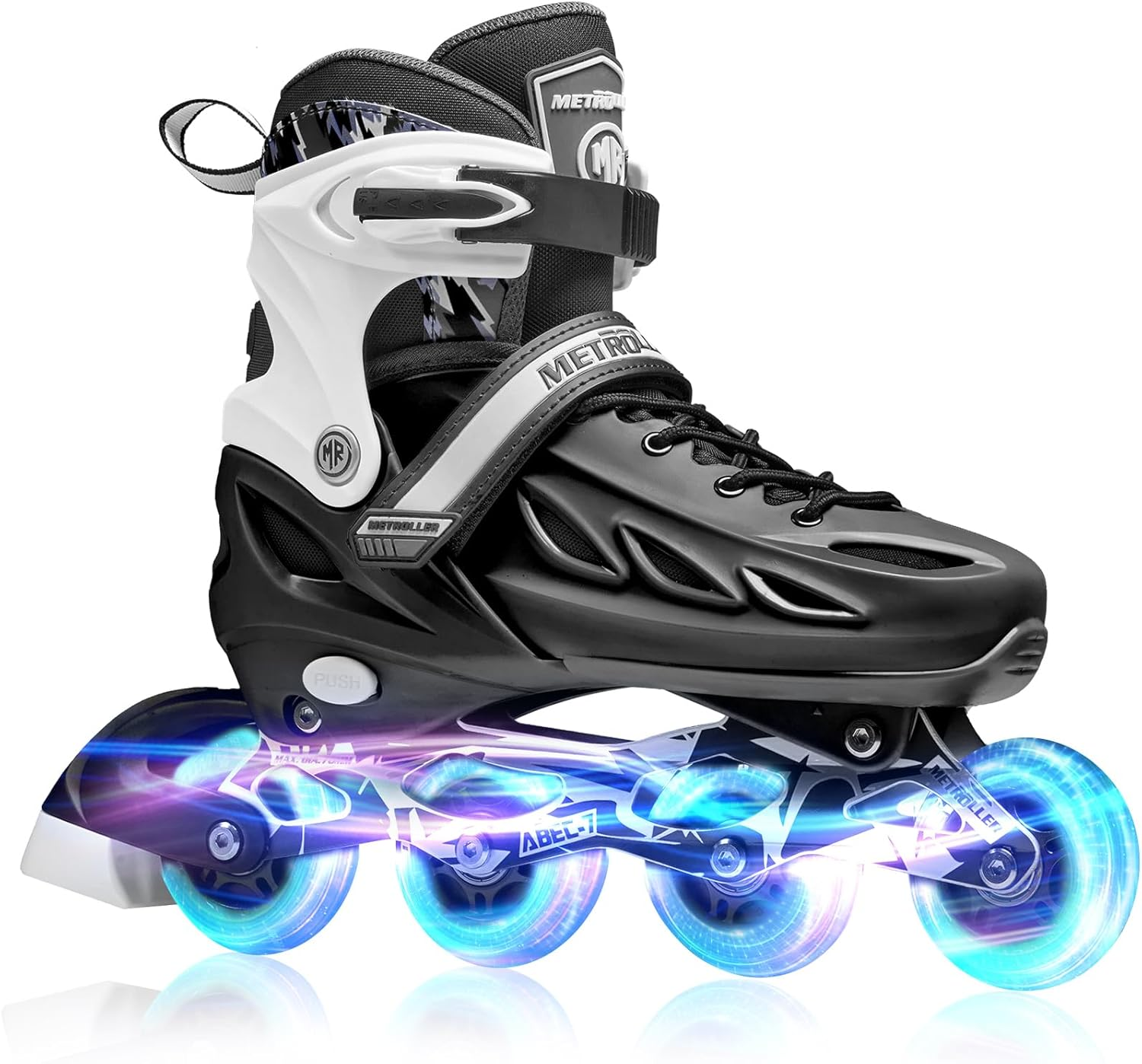 METROLLER Inline Skates for Girls and Boys, Women, Men 4 Sizes Adjustable Roller Blades with Light up Wheels, Illuminating Beginner Rollerblades for Kids & Adult Youth
