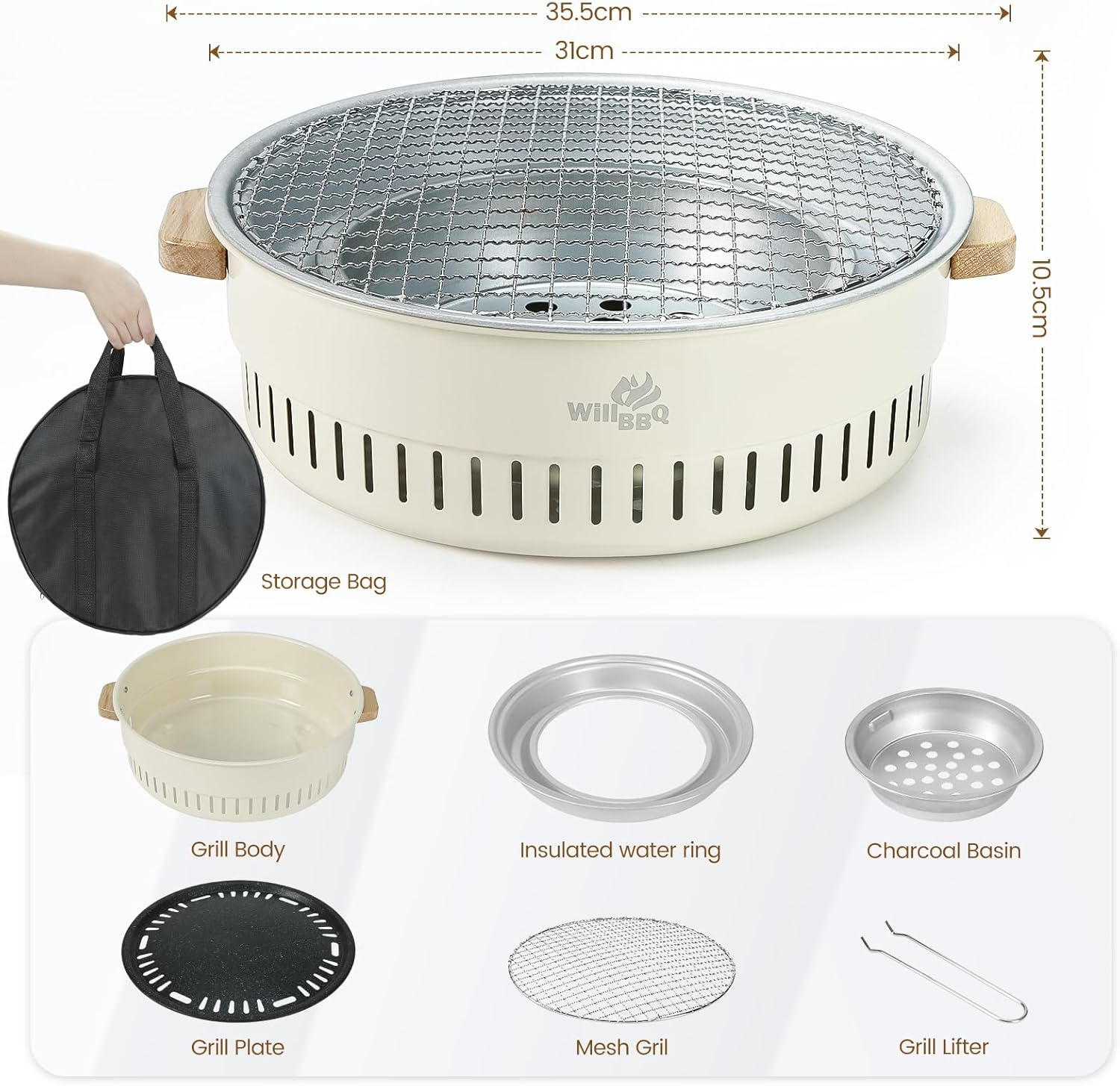 Willbbq Charcoal BBQ Grill Table Top Multiple Function round Grill Korean BBQ image number 5