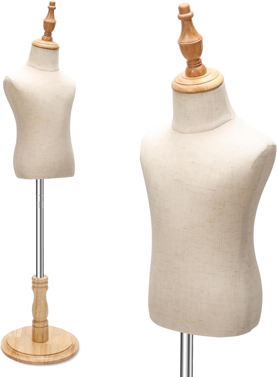 LIODUX Kid Dress Form, Adjustable Child Mannequin with Wooden Base, Child Mannequin, Models Girl and Boy Display Kids Unisex Manikin for Sewing Dressmakers Jewelry Display (4-5 Years Old) image number 1