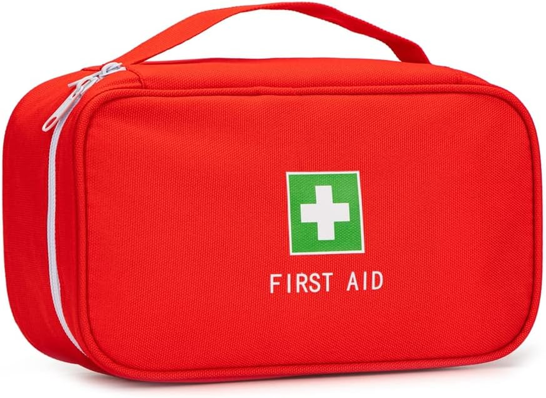 First Aid Pouch Empty, Red First Aid Bag First Aid Pouch Medical Bags for Home Emergency Travel Camping Hiking Outdoors First Responder (Blue Embroidery Bb)