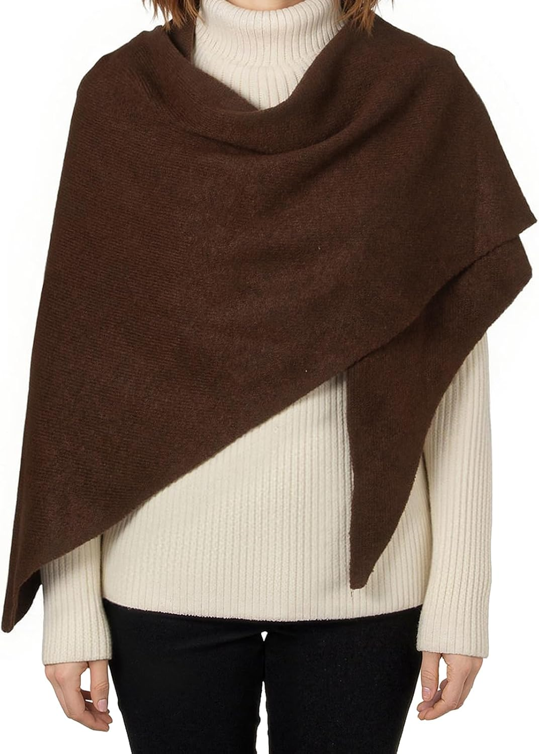 RIIQIICHY Shawl Wrap Women Pashmina Triangle Cape Knit Sweater Scarf for Fall Winter Fashion Accessory image number 6