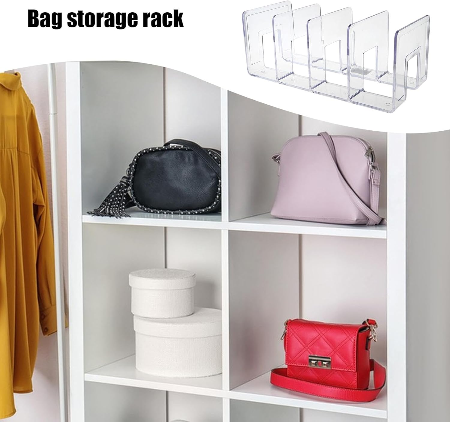 Krmoau Wallet Storage Organiser, Acrylic Purse Stand, Transparent Acrylic Pocket Divider - 2 X Bag Stand, Bag Organiser for Purses, Bags, Clutches, Carry Bags image number 5