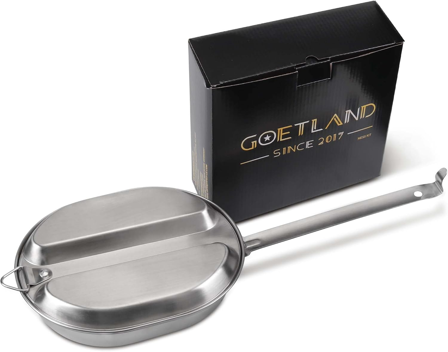 Goetland 304 Stainless Steel US Military Mess Kit Plate Set GI Type Outdoor Camping Hiking Picnic BBQ Beach