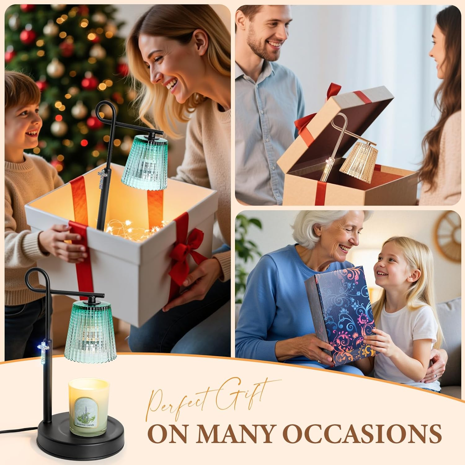 Candle Warmer Lamp with Timer Dimmer, Adjustable Height Wax Warmer Lamp for Jar Candle, Wax Melter House Warming Gifts New Home D&eacute;cor, Birthday Gifts for Women Mom (Gold) - Black image number 3