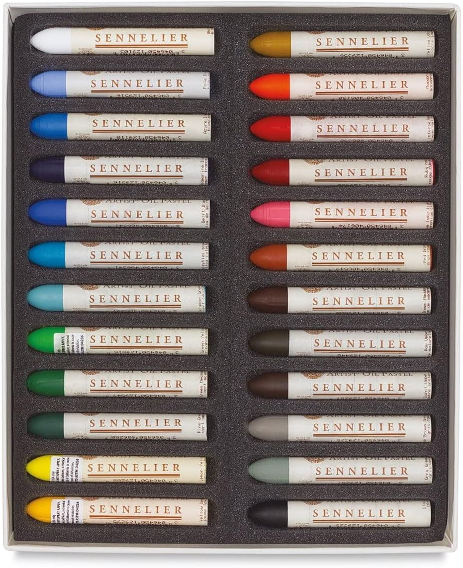 Sennelier Assorted Oil Pastel 24-Pieces Set - Creamy Texture, Resistant to Smudging, Use on Multiple Surfaces - Ideal for Creating Artistic Effects with Rich Colours and Smooth Textures image number 2