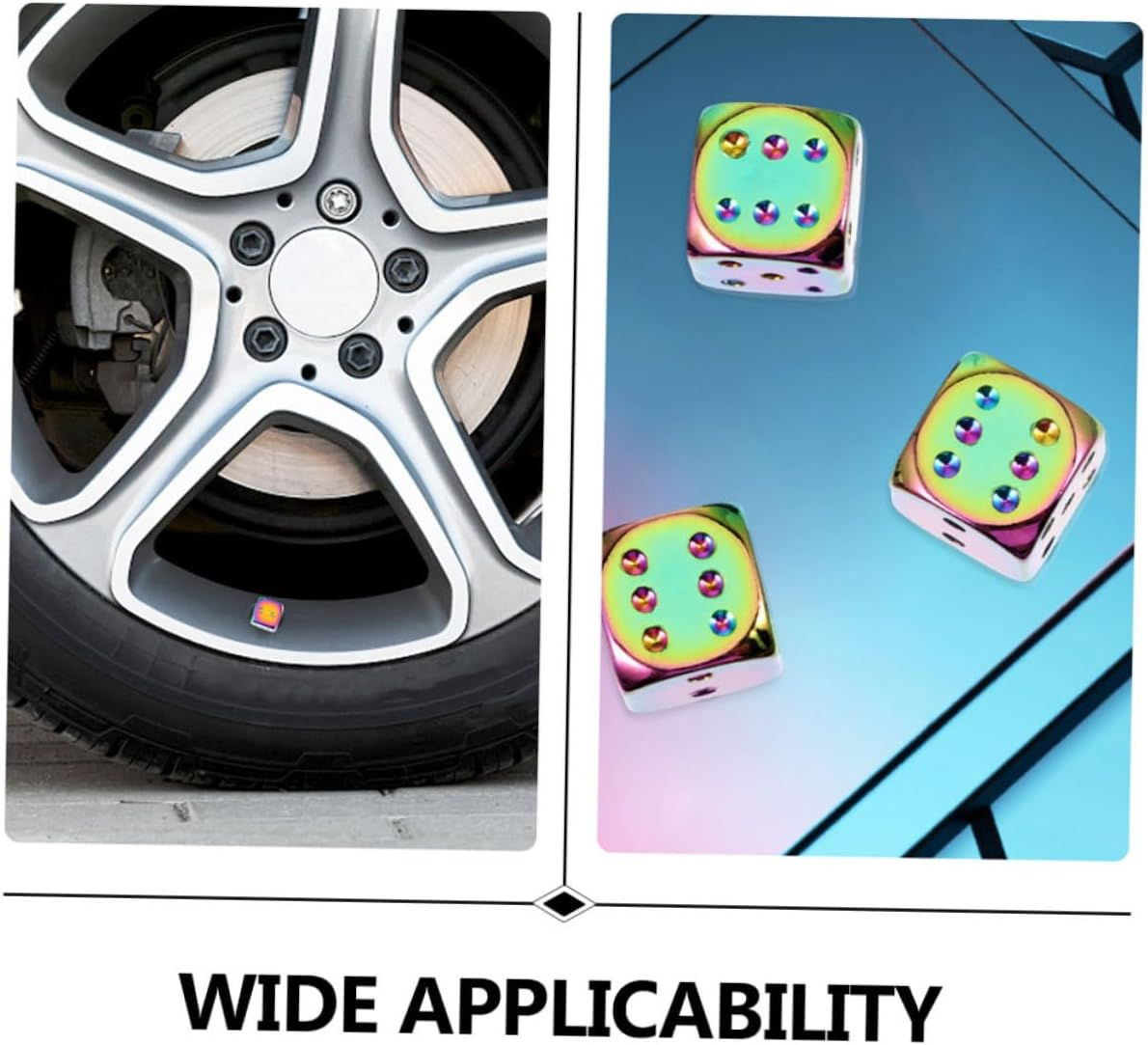 Creative Colorful Dice Tire Valve Stem Caps 4Pcs Set Universal Aluminum Alloy Covers for Car Wheels Automotive Alloy Tyre Accessories - Assorted Color image number 4