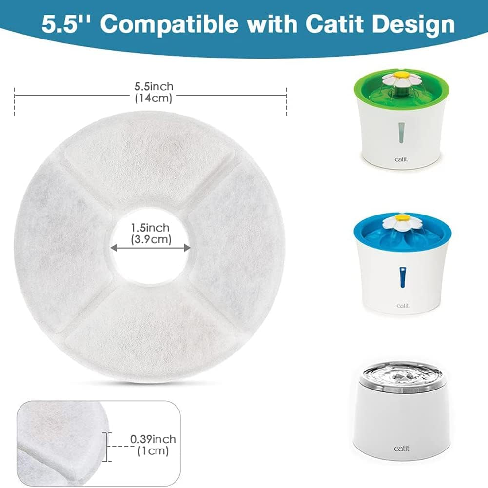 Cat Fountain Filter, Drinking Fountain Filter, Pack of 4 Cat Fountain Replacement Filter for Cats Dogs, Round image number 1