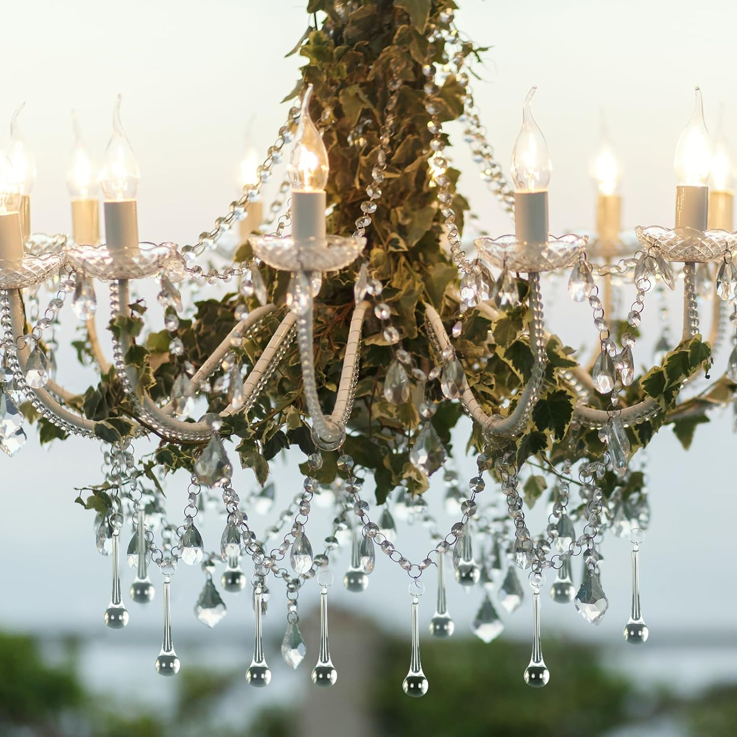 Whaline 20Pcs Christmas Crystal Ornaments 3 Inch Clear Teardrop Chandelier Decor Glass Hanging Ornaments for Xmas Tree Party Home Decor image number 6