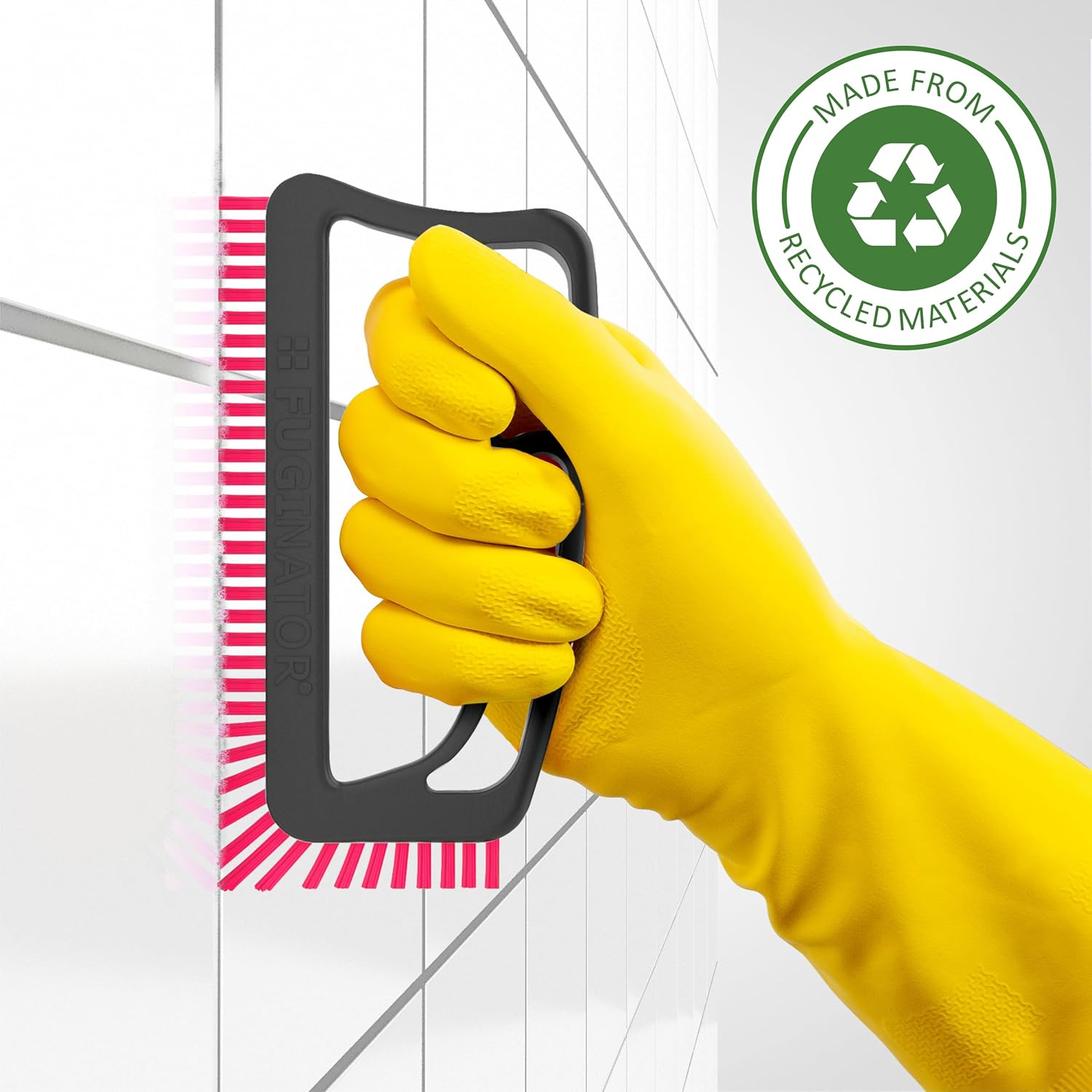 FUGINATOR&reg; Grout Brush Bundle, 2 Brushes in Grey/Pink, Cleaning Brush for Grout Cleaning in Bathroom, Toilet, Kitchen Etc. - Cleaning Wall and Floor Tiles - Handy Brush for Grouts and Tiles - Bundle 2 Brushes Grey/Green image number 5