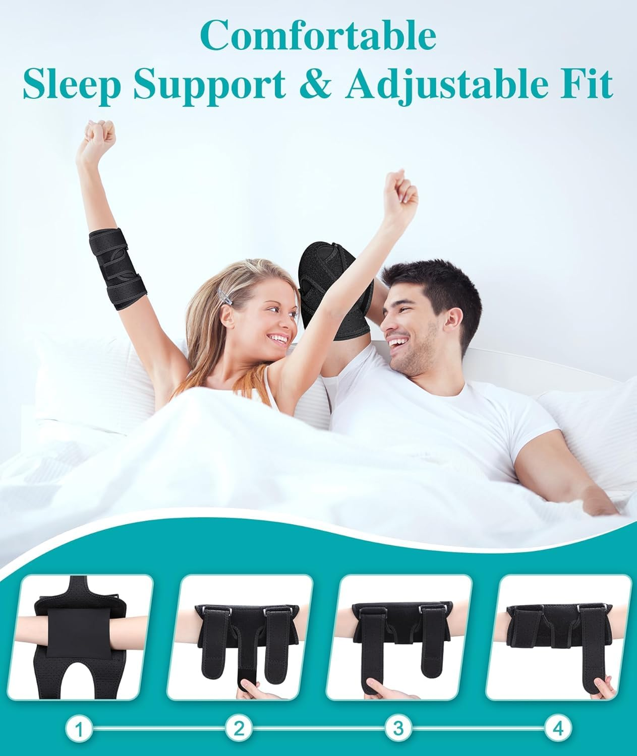 Elbow Brace for Cubital Tunnel, Ulnar Nerve Entrapment Brace, Adjustable Elbow Splint for Sleeping, Tendonitis, Tennis Elbow, Comfortable Stabilizer Support for Women and Men Fit Most image number 4