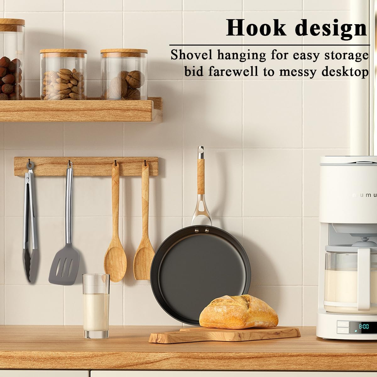 Reanea Spatula and Cooking Tong Set, Silicone Slotted Turner, Kitchen Tong, Heat Resistant Handle Non Slip, with Silicon Tips, Dishwasher Safe image number 2