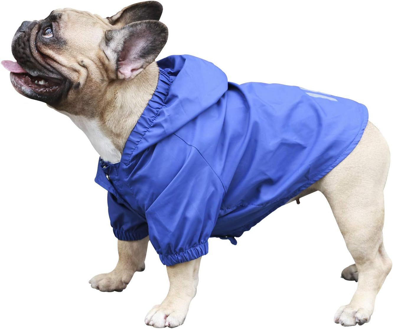 Ichoue Dog Reflective Safety Jackets Waterproof Raincoat Are All Made up of High Reflection Fabric Keep Dogs Visible Safe at Night for French Bullodg Pug- Silvery/Size S