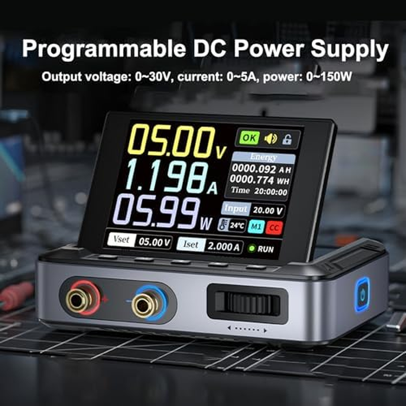 DC Power Supply DPS-150, Bench Power Supply with 4-Digit IPS Display, Portable PC Variable Power Supply, 0-30V 0-5A 0-150W Output & PD/QC/DC Input image number 6