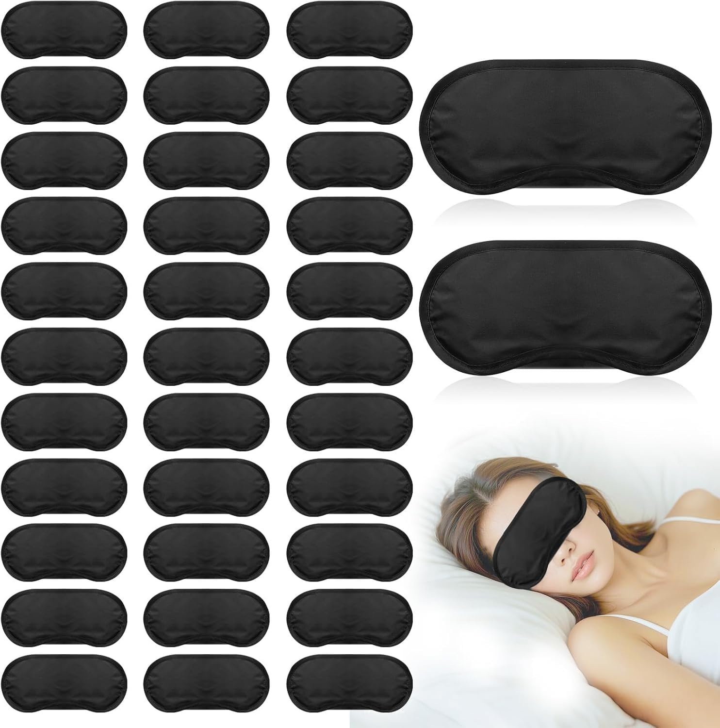 30 Pcs Eye Mask Sleep Masks Bulk Blindfolds for Team Building Party Games with Nose Pad and Adjustable Strap for Women Men 4 Layers Black Blindfold Sleeping Mask image number 1