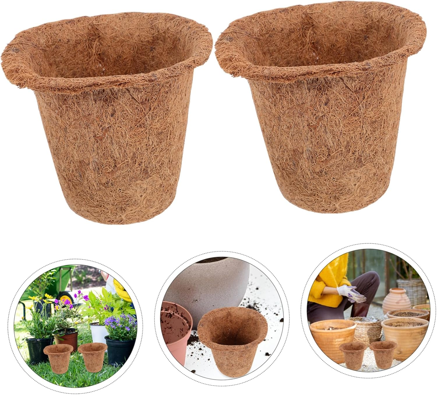 SUPVOX 4Pcs Coconut Fiber Seedling Pots Nursery Pots for Plants Plant Supplies Gardening Supplies image number 4