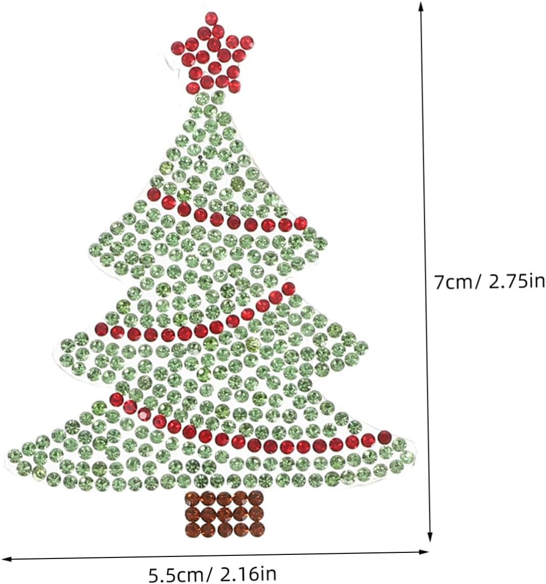 Gadpiparty 6Pcs Christmas Rhinestone Stickers Christmas Tree Gingerbread Man Rhinestone Applique for Clothing Shoes Jacket Jeans DIY Craft image number 1