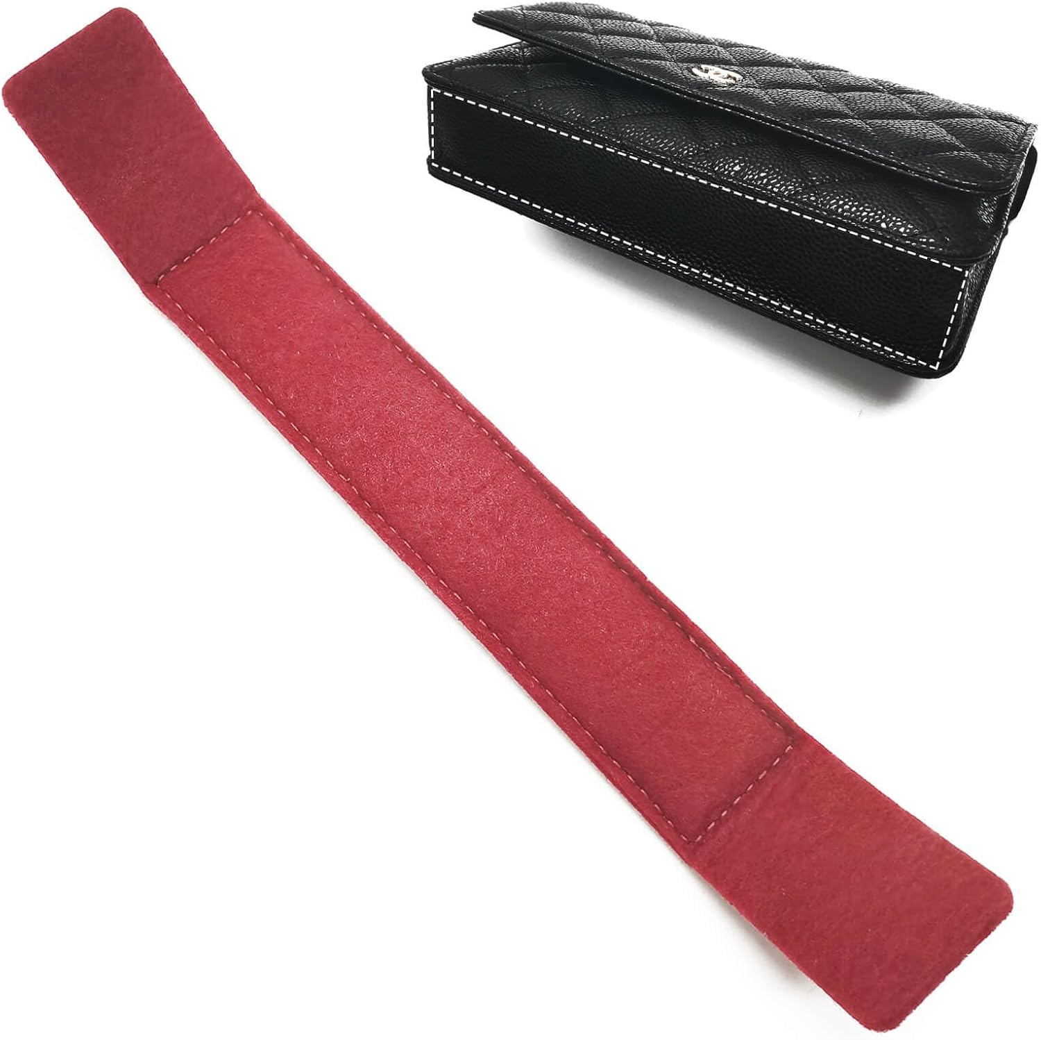 QIUTIMIY Leather Wallet WOC Base Shaper Chain Protector Film, Leather Anti-Wear Padding Inner Padding Matching Inner Padding (Black, Leather Base Shaper) - Black Felt image number 5