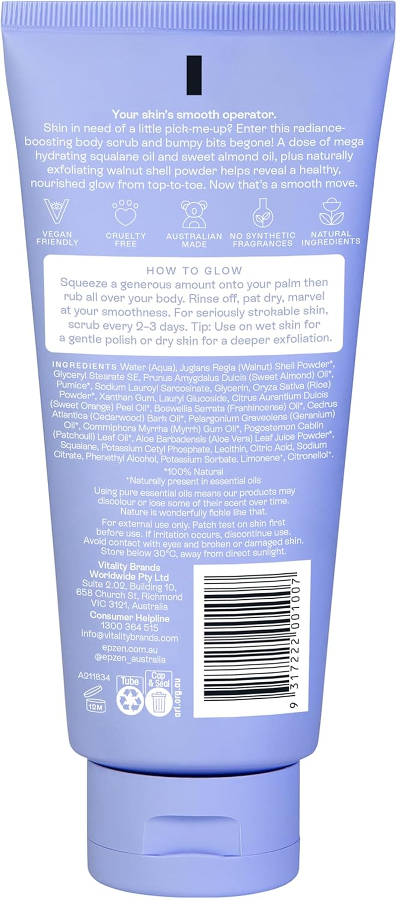 Epzen Energise Glow Exfoliating Body Scrub Nutrient-Dense Squalene & Sweet Almond Oil, Walnut Shell Powder for Deep Exfoliation, Essential Oil Blend for Soft, Supple Skin, Body Wash Polish -200Ml image number 2