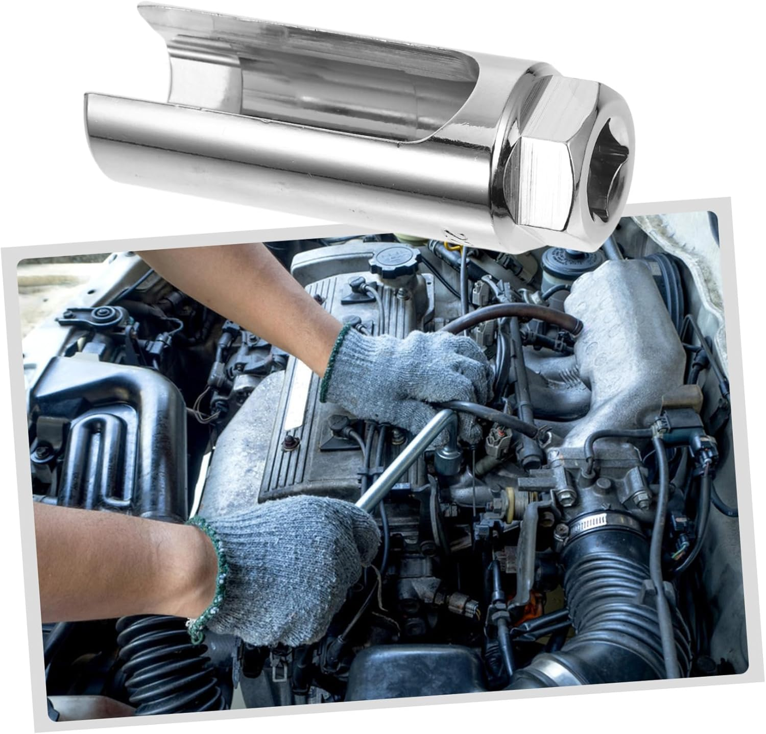 DECOMELODY O2 Sensor Socket Removal Tool 1/2 Inch Large Opening 9Cm White Auto O2 Sensor Removal Socket Compatible Universal Automotive Repair image number 5