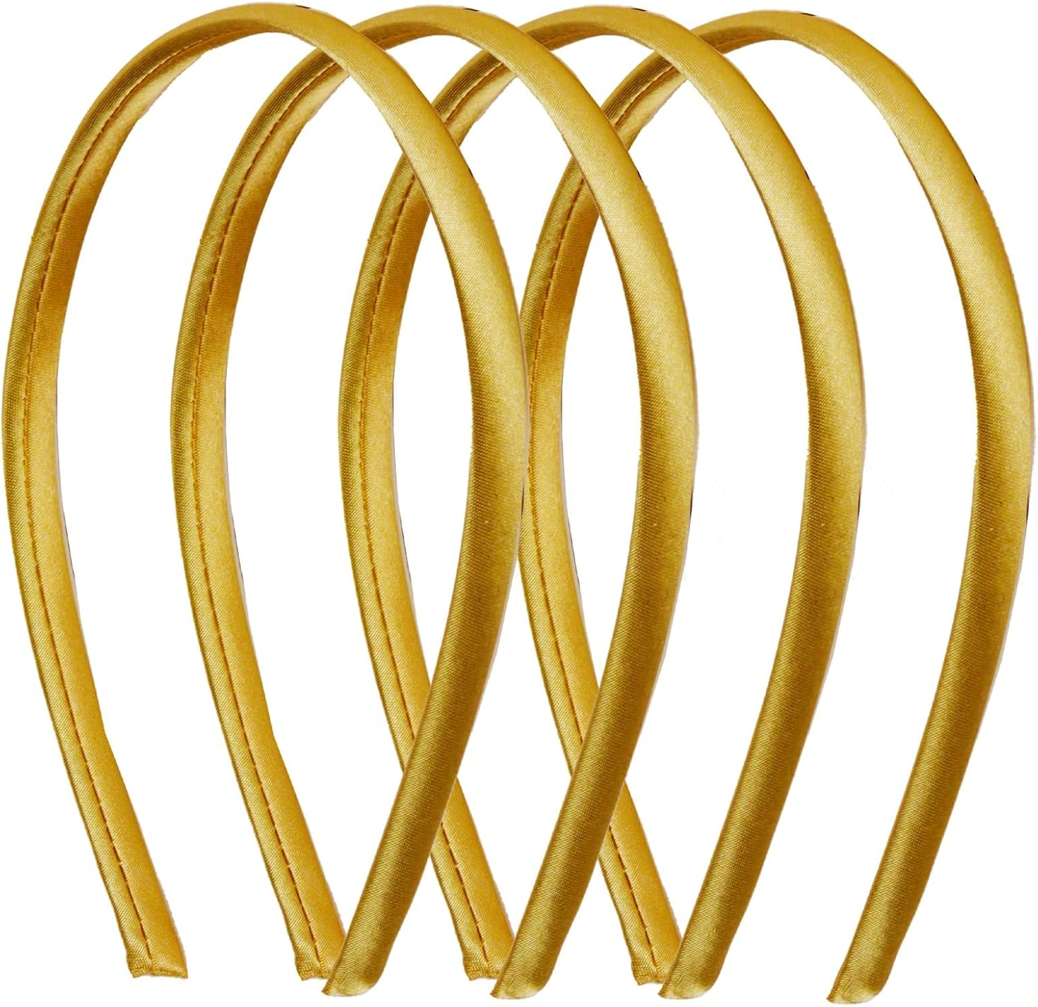 Motique Accessories Thin Headbands for Women Solid Satin 4 Pack - Black - Blue image number 4