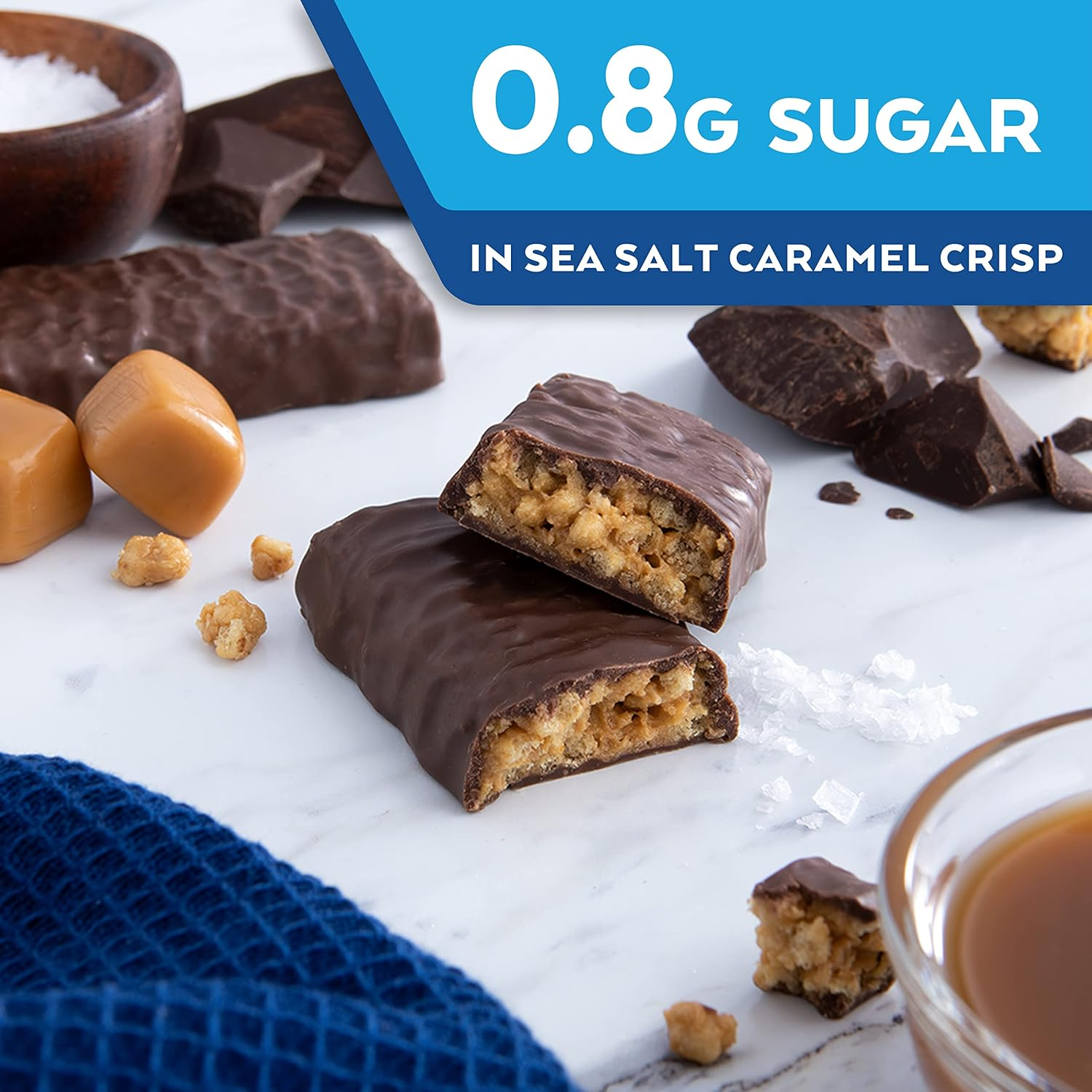 Atkins Sea Salt Caramel Crisp Bars, High Protein and Fibre, 185 G, Pack of 5 image number 2