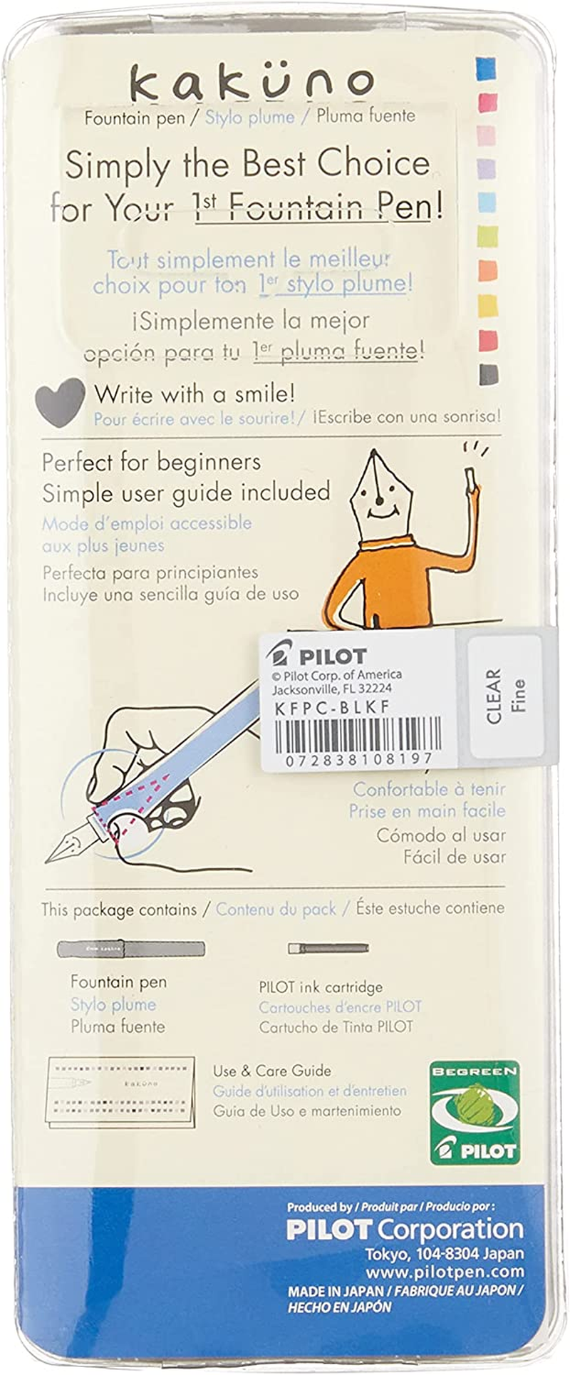 PILOT Kakuno Fountain Pen, Clear Barrel, Fine Nib (10819) image number 3