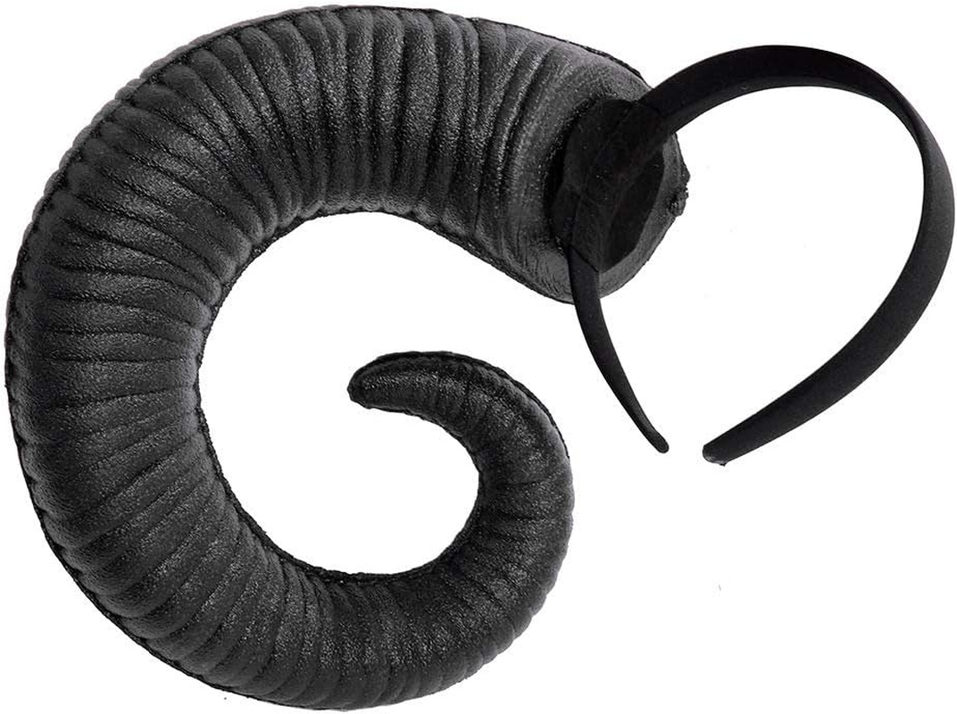 Gothic Black Horn Halloween Costume for Men Women Ram Sheep Horn Headband Hoop Cosplay Devil Horn Headwear Hair Band image number 1