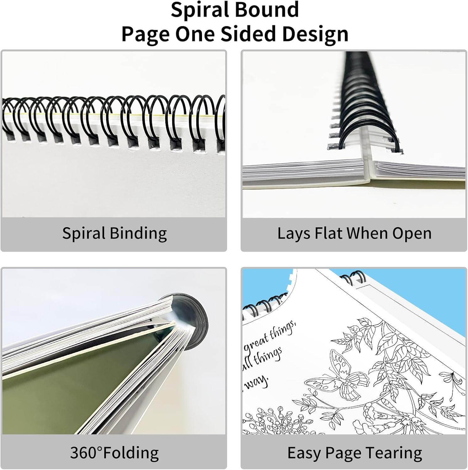 OSIMIG Easy and Cozy Adult Colouring Books Set, 3 Themes for Flower Inspirational Quotes, Colouring Books for Adults to Relax and Relieve Anxiety, 60 Patterns Top Spiral Bound image number 2