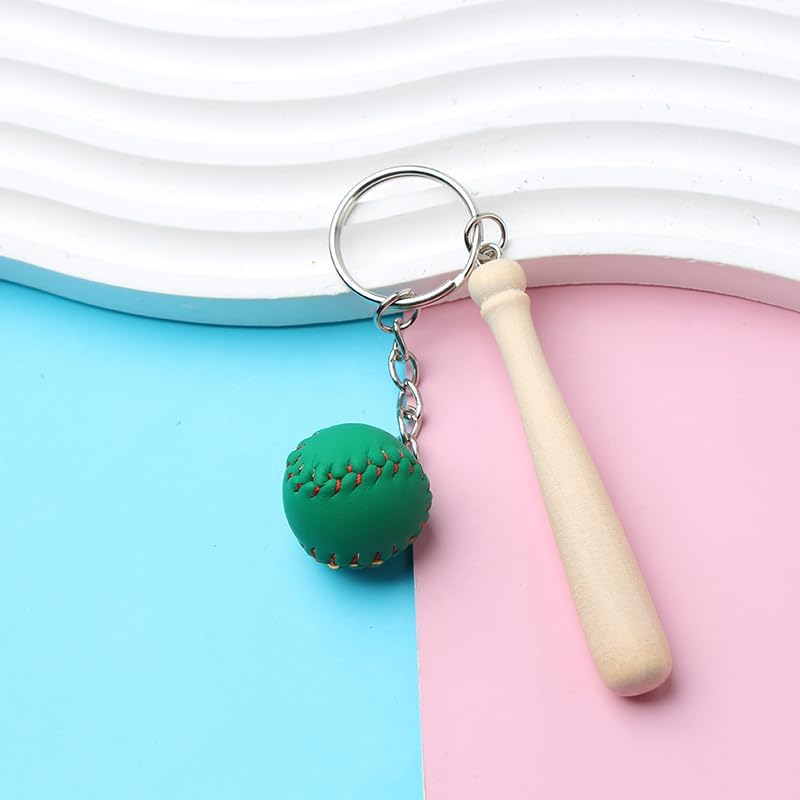 NOIAFZY 5Pcs Baseball Keychains, Acrylic round Pendant with Keyring, Sports Party Favors, DIY Jewelry Making Supplies, Craft Beads Accessories image number 4