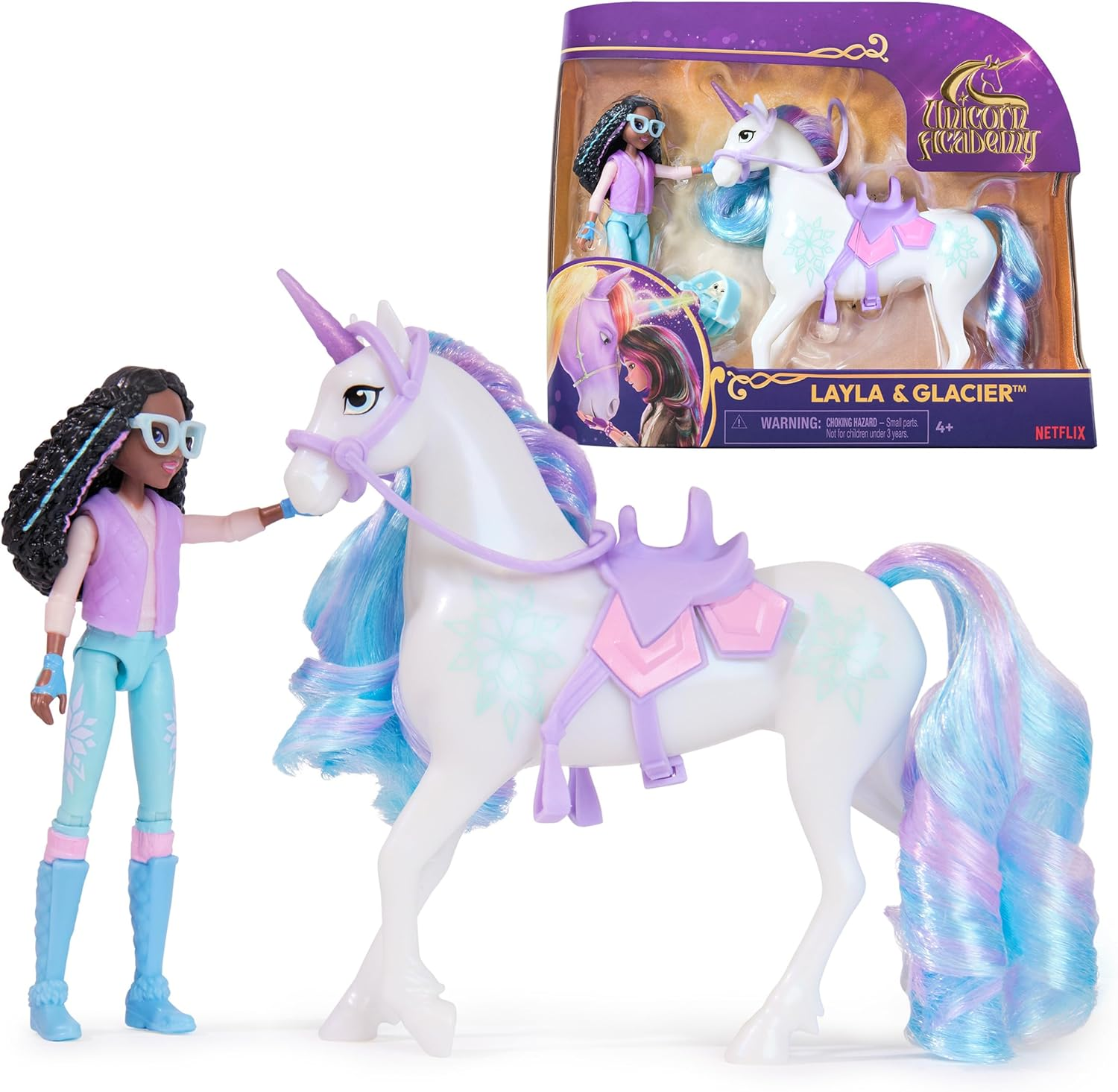 Unicorn Academy, Layla & Glacier Set with 2 Riding Accessories & Hair Styling Tool, Dolls & Unicorn Toys for Girls Ages 4 and Up image number 2