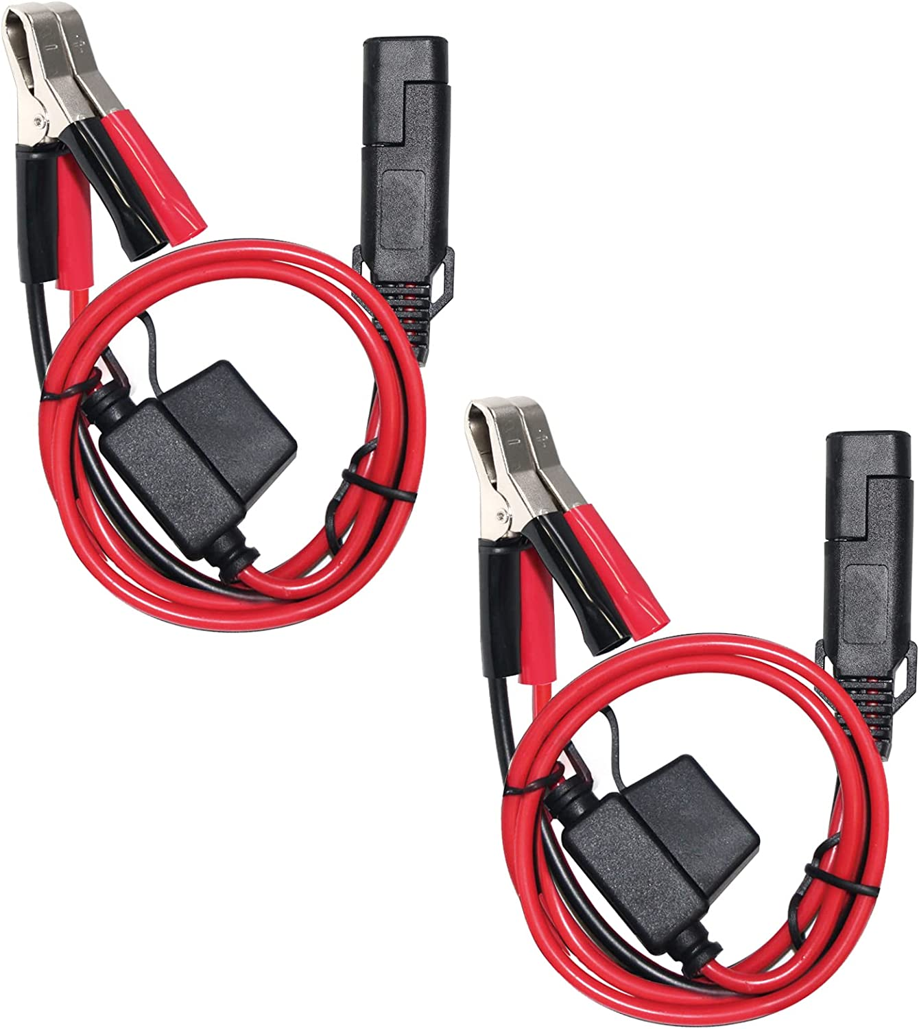 12V-24V Eylet O Terminals to Alligator Clip Cable Power 16AWG with 15A Car Fuse,30A Crocodile Clamps 3FT Cord image number 3