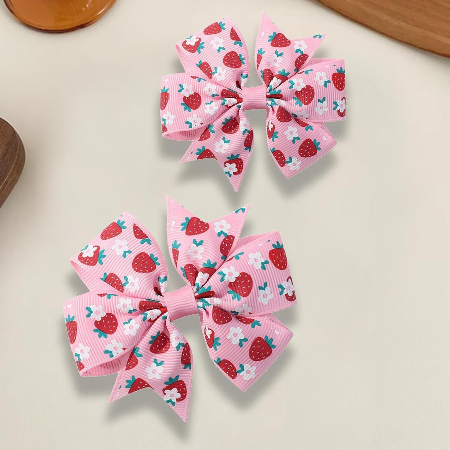 AGDGV Strawberry Hair Bows Clips 2Pcs - Adorable Alligator Clip Barrettes for Girls, Toddlers & Kids | Cute Fruit-Themed Hair Accessories with Ribbon Design image number 5